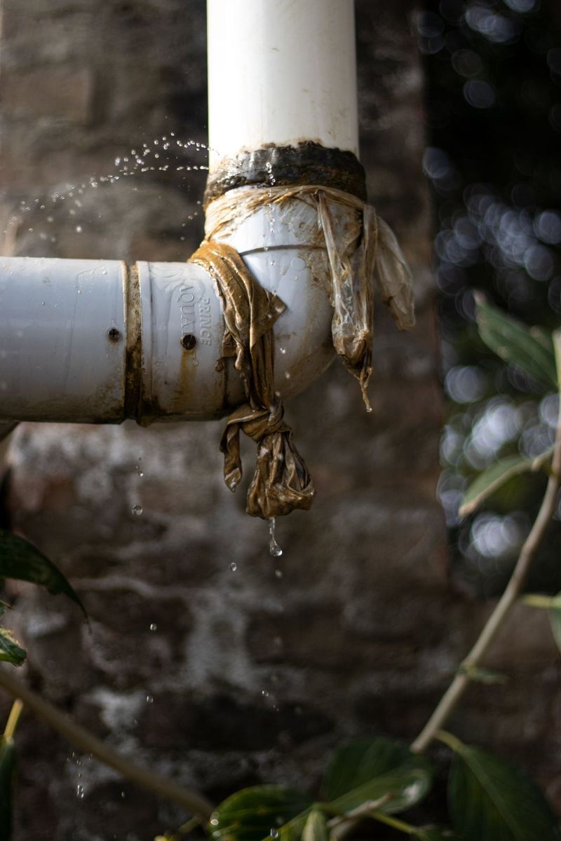 Water dripping from a failed pipe joint